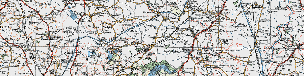 Old map of Pinsley Green in 1921