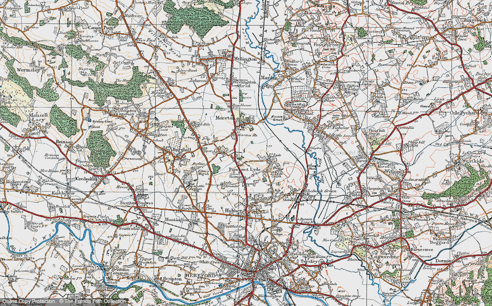 Old Map of Pipe and Lyde, 1920 in 1920