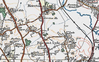 Old map of Pipe and Lyde in 1920