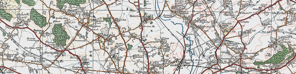Old map of Pipe and Lyde in 1920