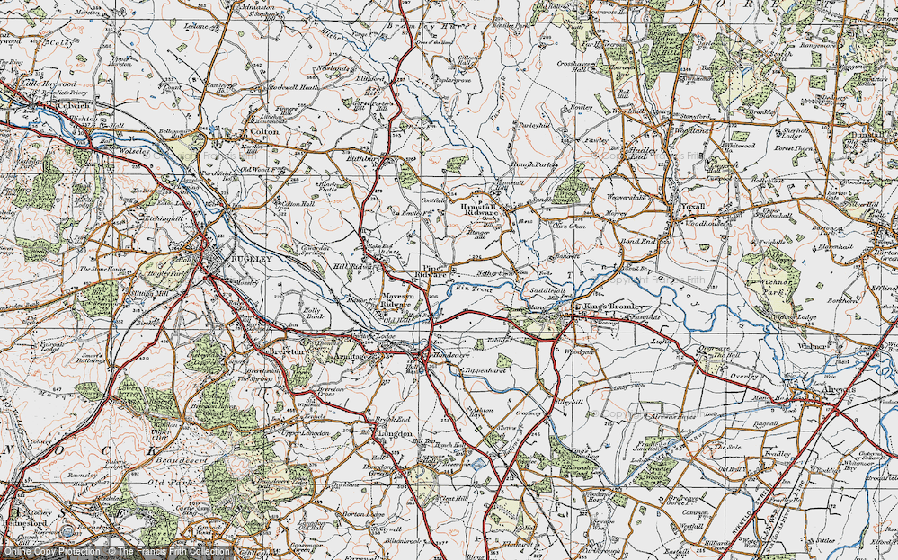 Old Map of Pipe Ridware, 1921 in 1921