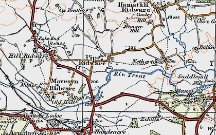 Old map of Pipe Ridware in 1921