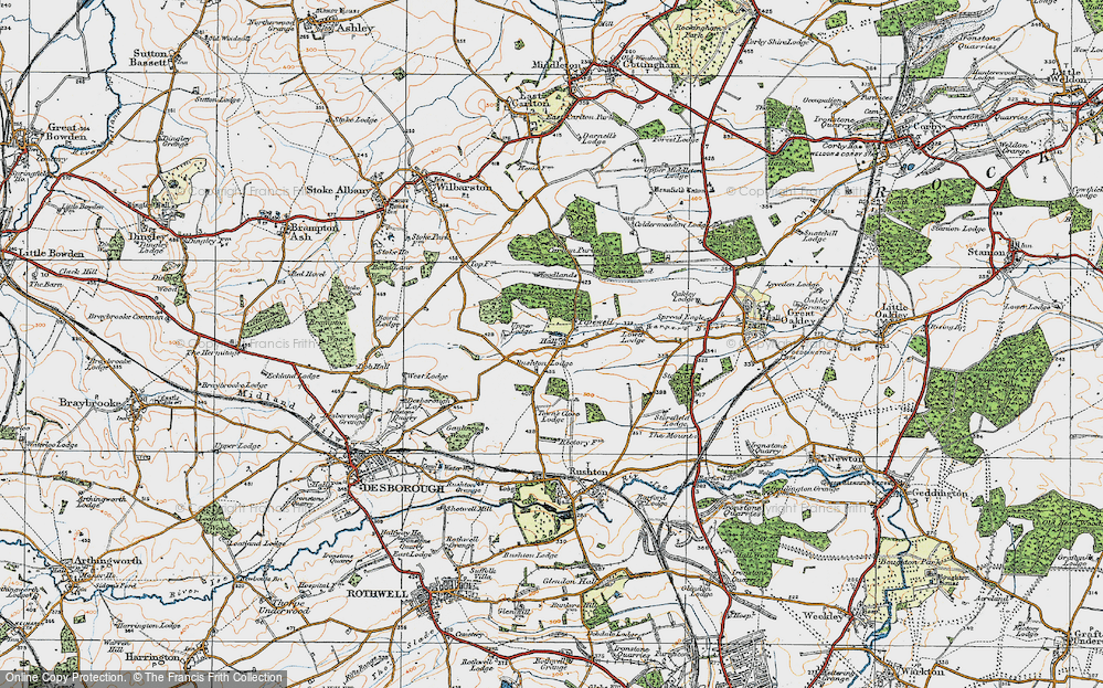 Old Map of Pipewell, 1920 in 1920