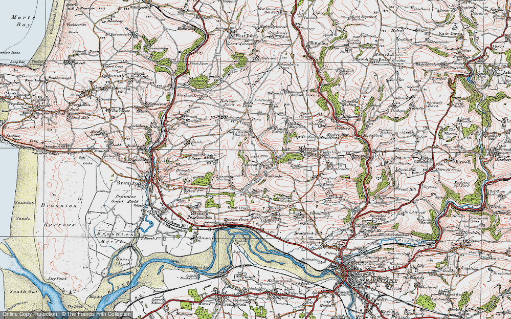 Old Map of Pippacott, 1919 in 1919