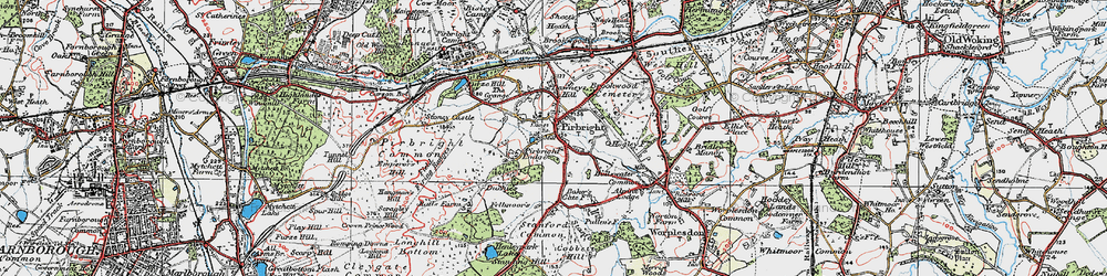 Old map of Pirbright in 1920