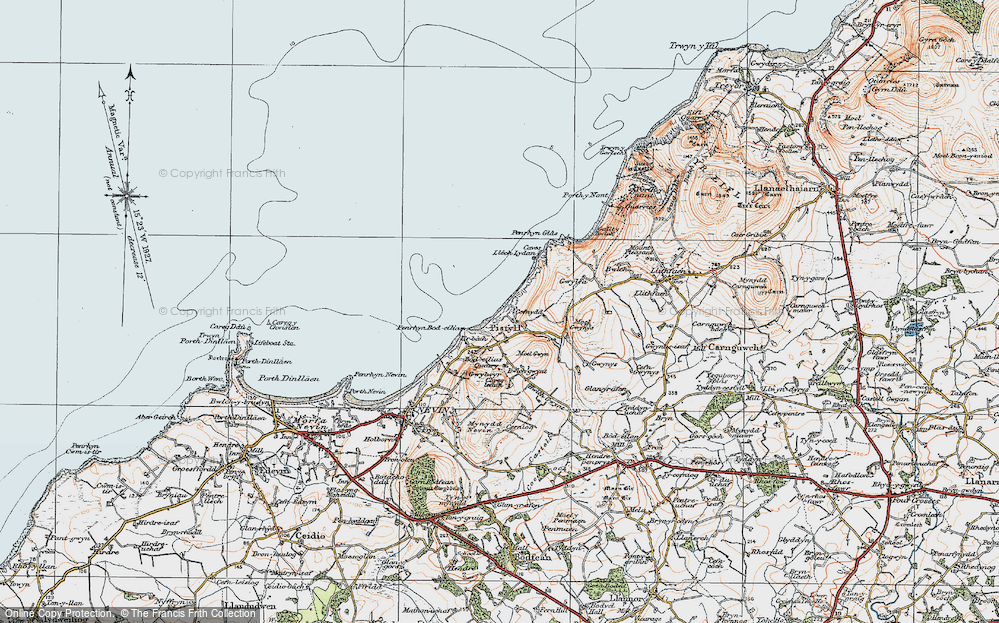 Old Map of Pistyll, 1922 in 1922