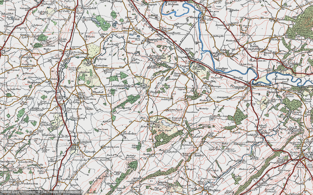 Old Map of Pitchford, 1921 in 1921