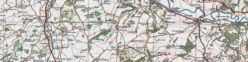 Old map of Pitchford in 1921