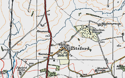 Old map of Pitsford in 1919
