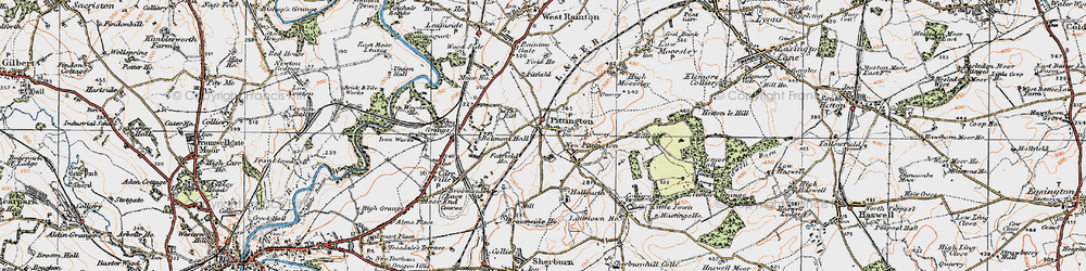 Old map of Pittington in 1925