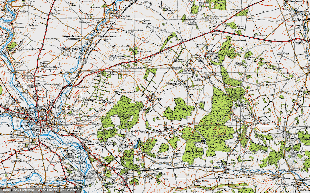 Old Map of Historic Map covering Beechy Dean Copse in 1919