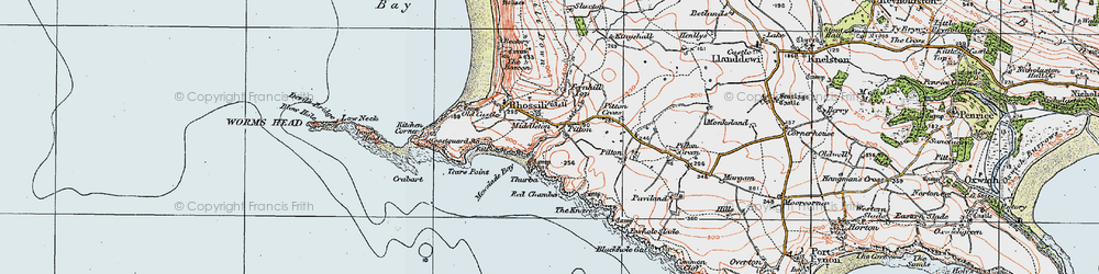 Old map of Pitton in 1923