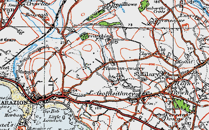 Old map of Plain-an-Gwarry in 1919