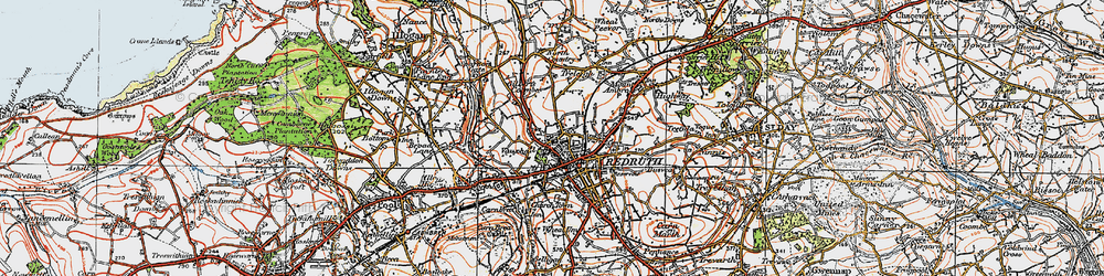 Old map of Plain-an-Gwarry in 1919