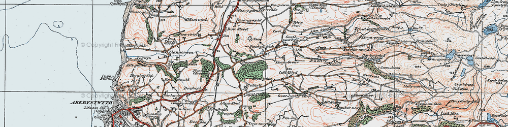 Old map of Allt Dderw in 1922