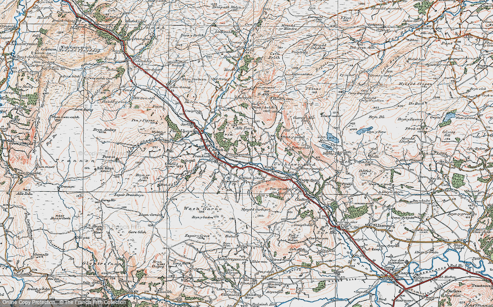 Old Map of Historic Map covering Wgi-fawr in 1921