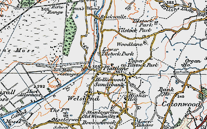 Old map of Platt Lane in 1921