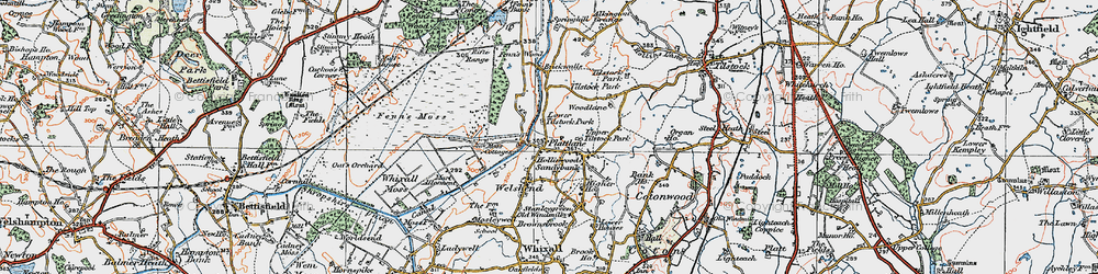Old map of Platt Lane in 1921