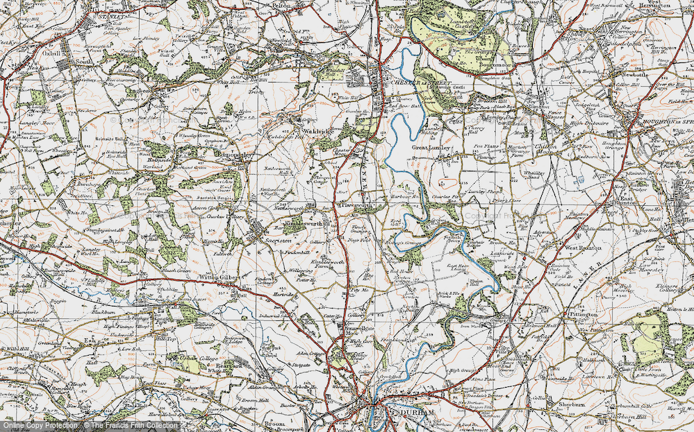 Old Map of Plawsworth, 1925 in 1925