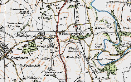 Old map of Plawsworth in 1925