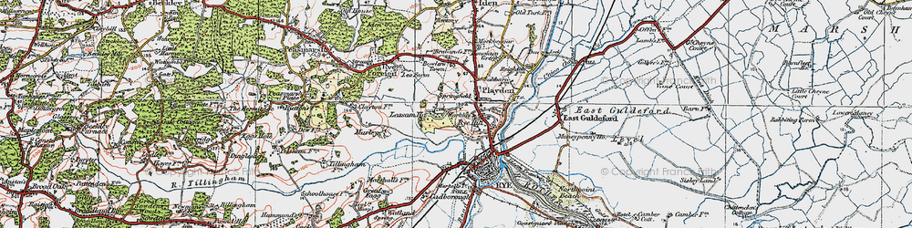 Old map of Playden in 1921