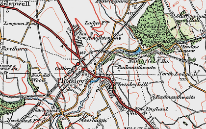 Old map of Pleasley Vale in 1923
