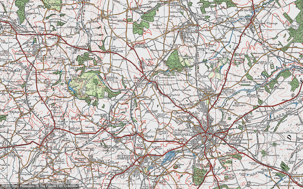 Old Map of Pleasleyhill, 1923 in 1923