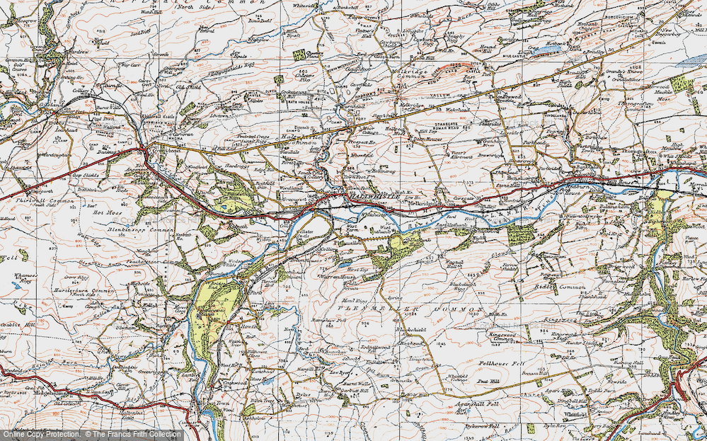Old Map of Historic Map covering Todhillwood Fell in 1925