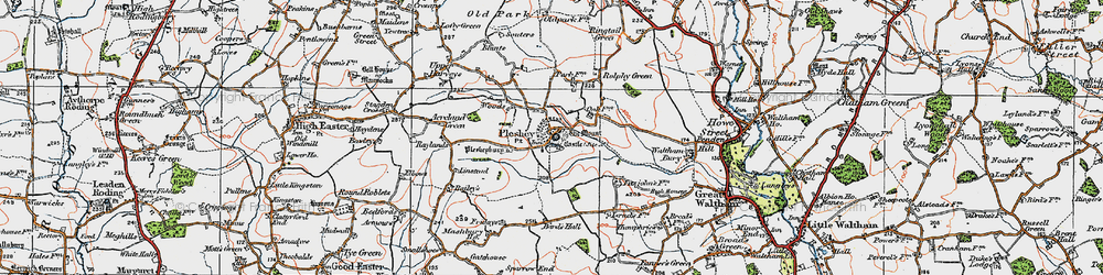 Old map of Pleshey in 1919