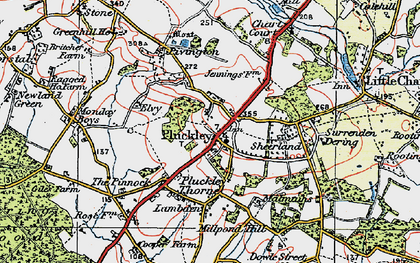 Old map of Pluckley in 1921
