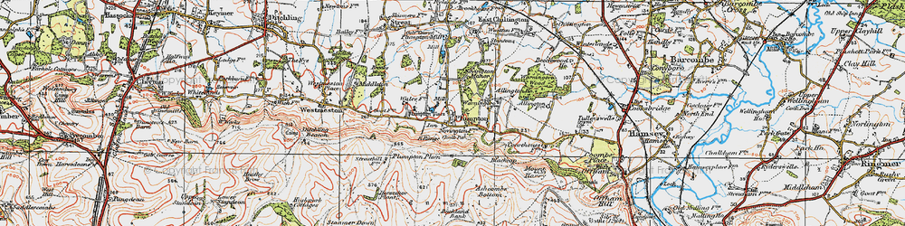 Old map of Plumpton in 1920