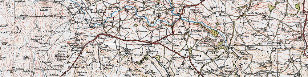 Old map of Plusha in 1919