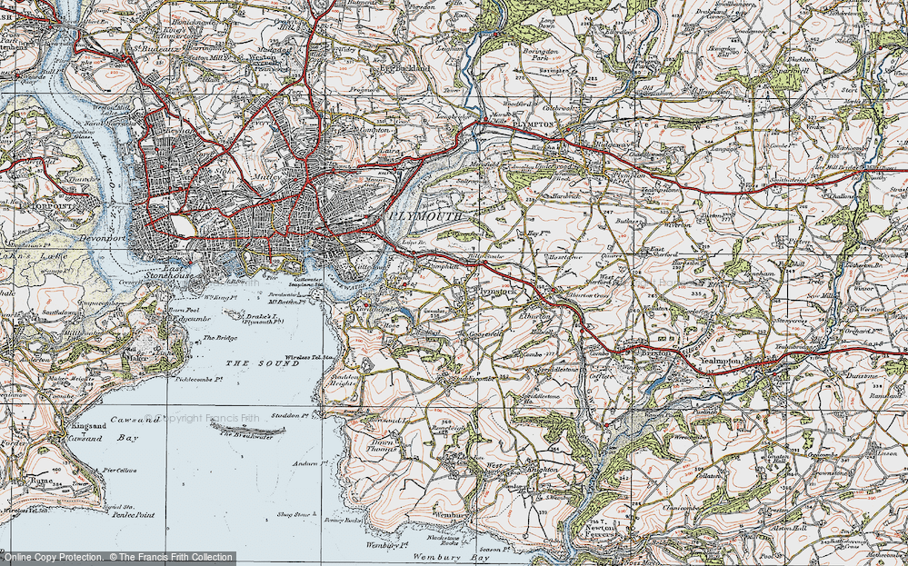 Old Map of Plymstock, 1919 in 1919