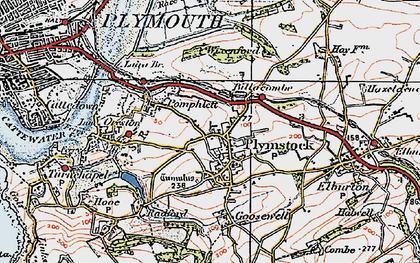 Old map of Plymstock in 1919