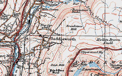 Old map of Broadstone Hill in 1924