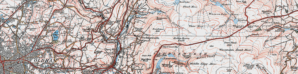 Old map of Broadstone Hill in 1924