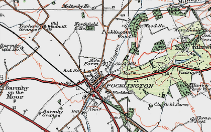 Old map of Pocklington in 1924
