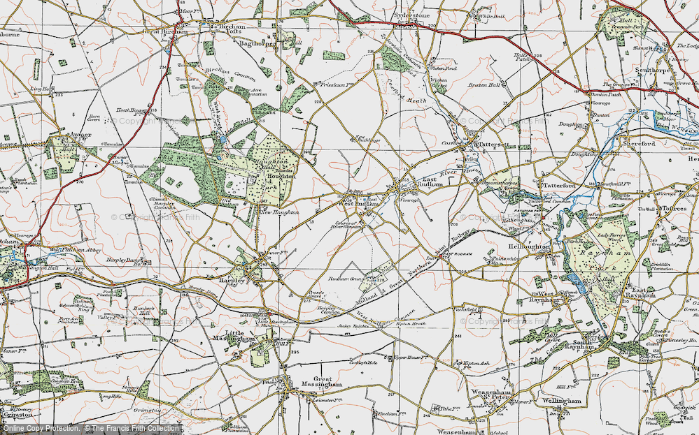 Old Map of Pockthorpe, 1921 in 1921