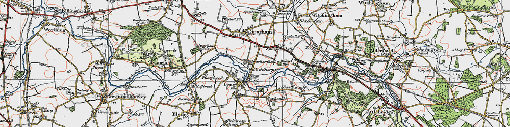 Old map of Pockthorpe in 1921