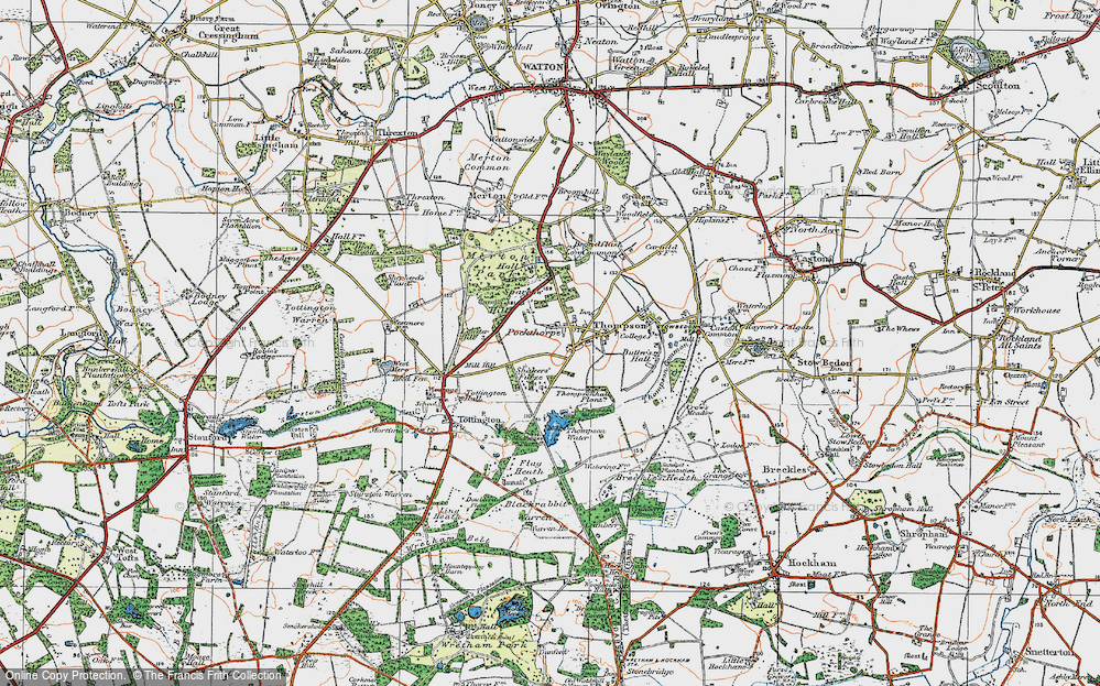 Old Map of Pockthorpe, 1921 in 1921