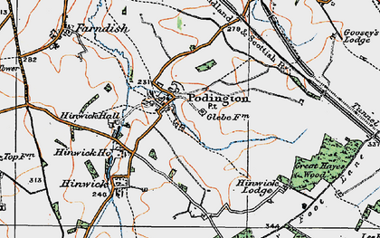 Old map of Podington in 1919