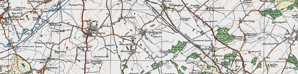Old map of Podington in 1919