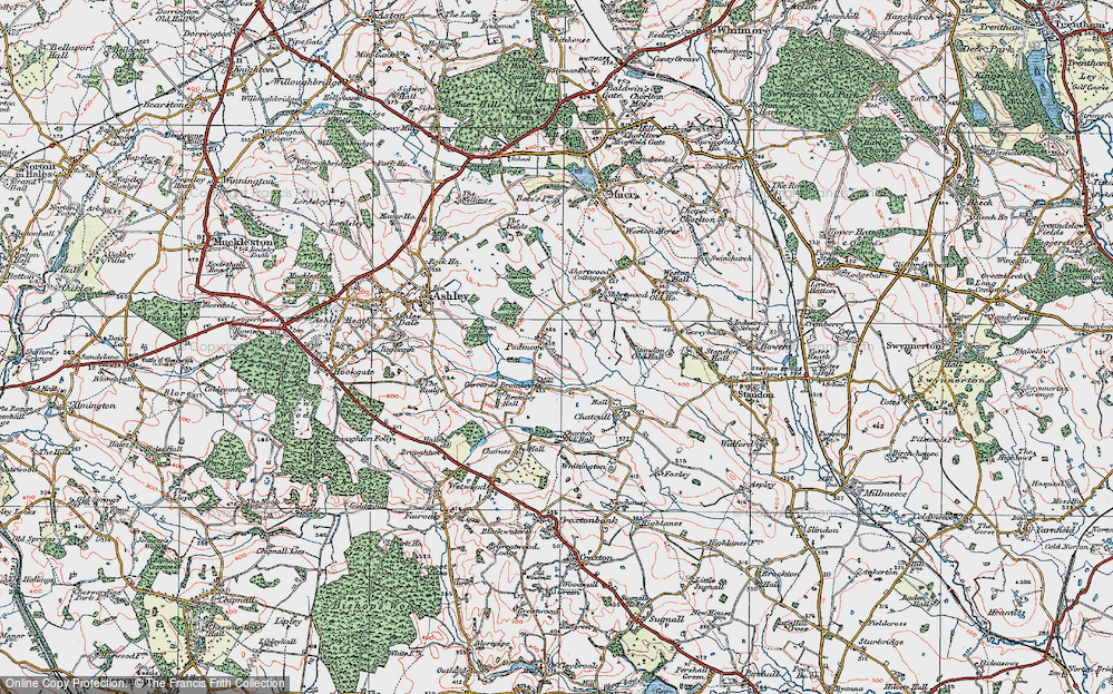 Old Map of Podmore, 1921 in 1921