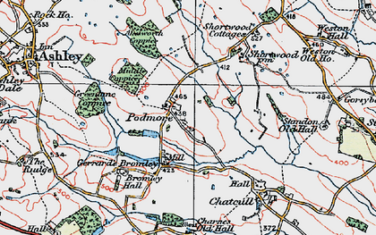 Old map of Podmore in 1921