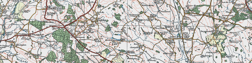 Old map of Podmore in 1921