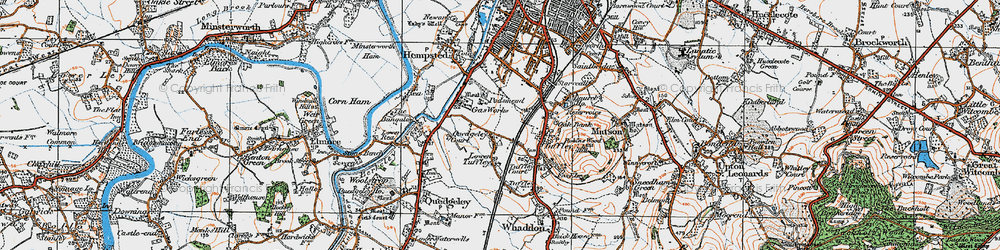Old map of Podsmead in 1919