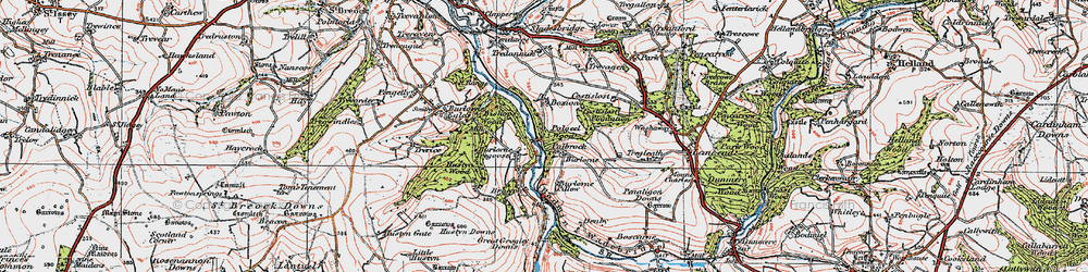 Old map of Polbrock in 1919