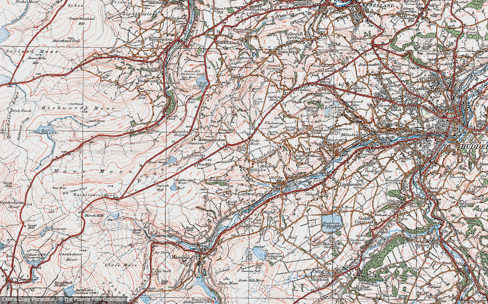 Old Map of Pole Moor, 1925 in 1925