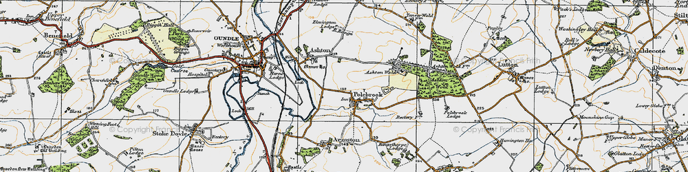 Old map of Ashton Wold Ho in 1920