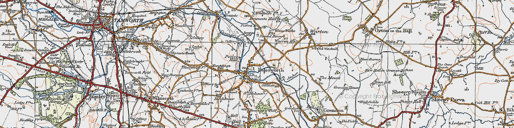 Old map of Polesworth in 1921